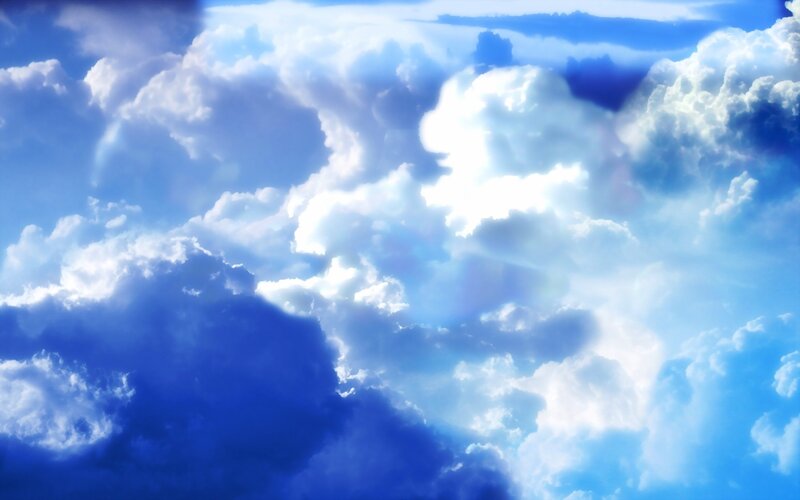 Clouds in Blue Sky — Serene, Afternoon, Digital Art, Sunlight
