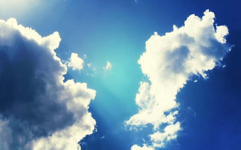 Clouds in Blue Sky — Serene, Afternoon, Photograph, Sunlight