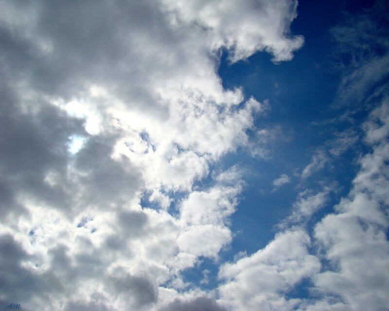 Clouds in Blue Sky — Serene, Afternoon, Photograph, Sunlight, White, Am