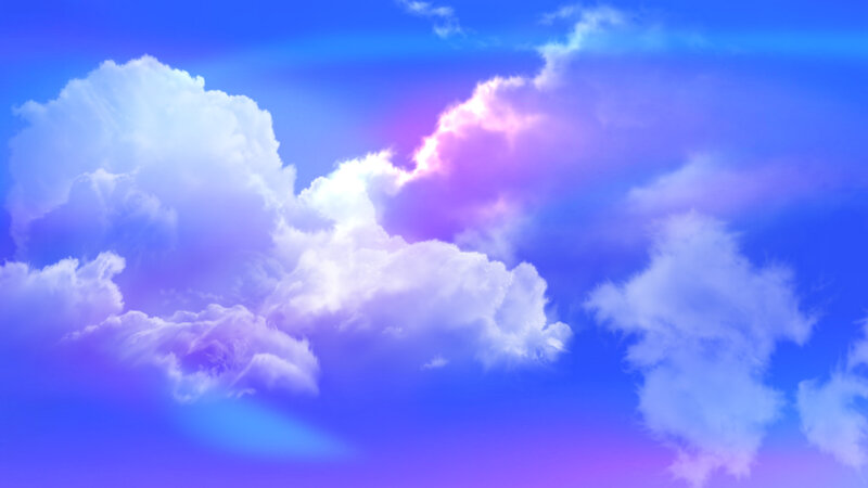 Clouds in Blue Sky — Serene, Sunset, Digital Art