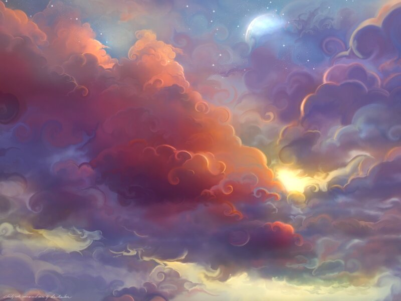 Clouds in Colorful Sky — Purple