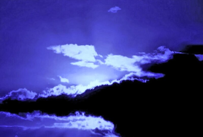 Clouds in Night Sky — Blue, Dramatic, Digital Art