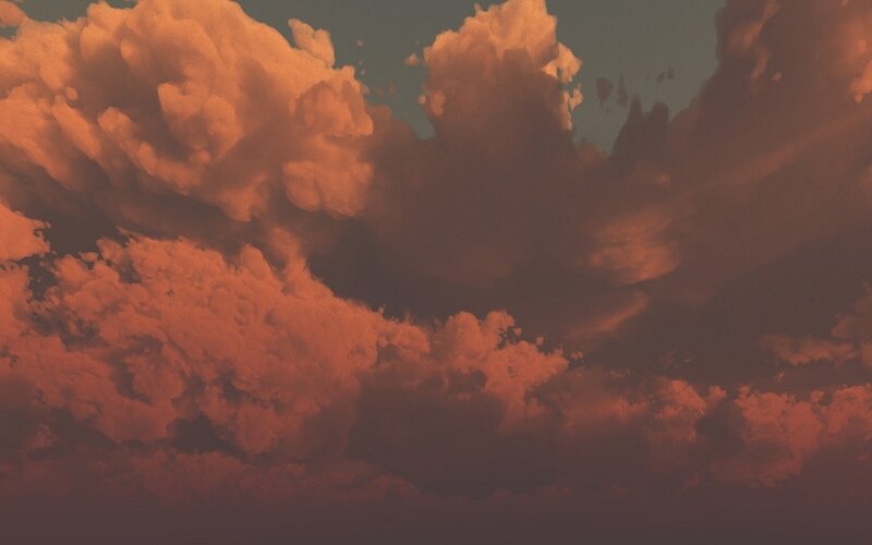 Clouds in Orange Sky — Dramatic, Sunset