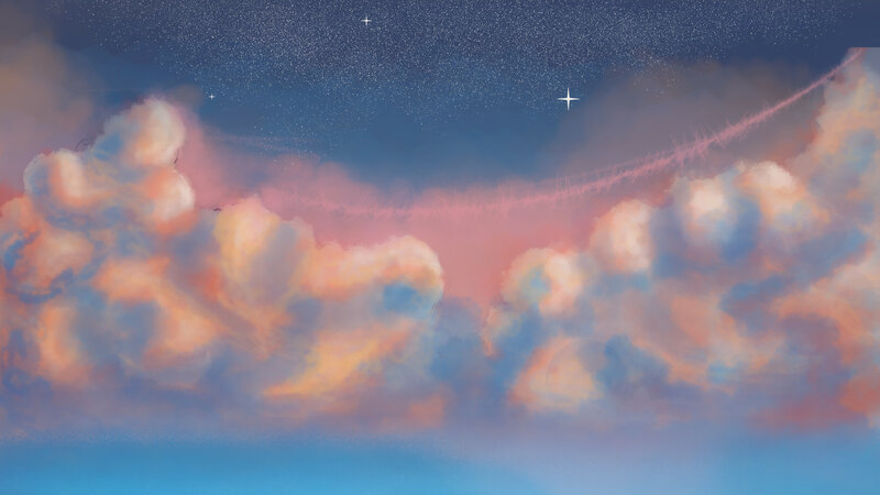 Clouds in Starry Sky — Blue, Serene, Night