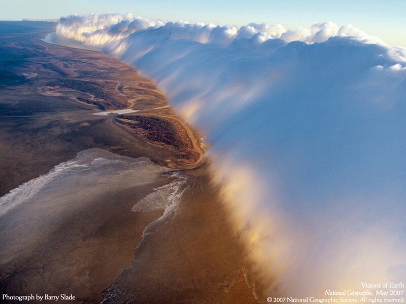 Clouds over a desert landscape