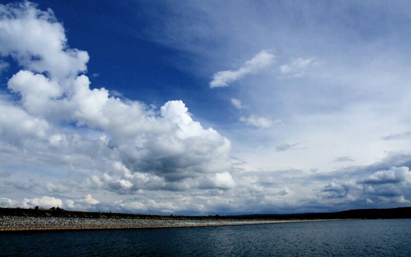 Clouds over a reservoir