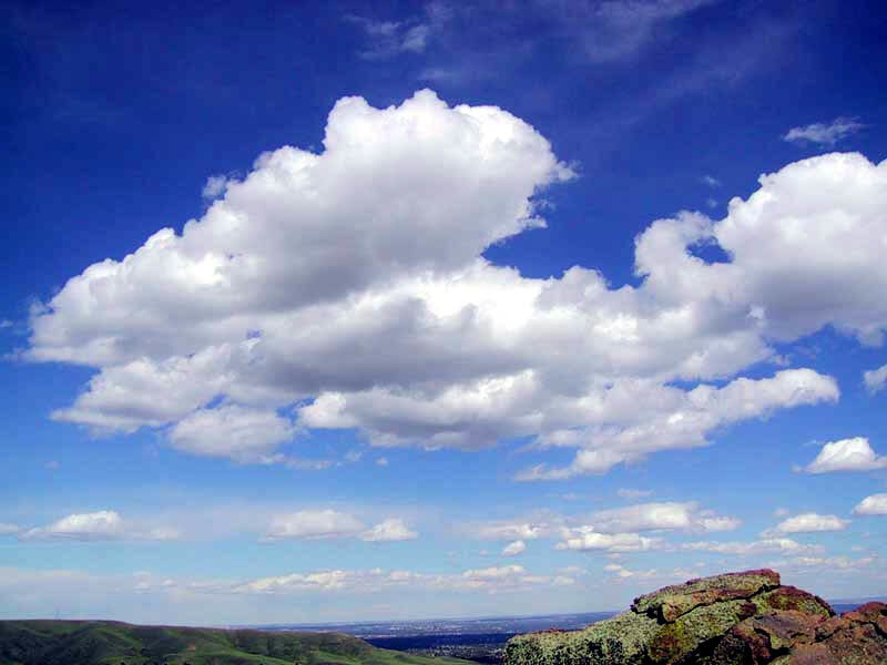 Clouds over a rocky landscape