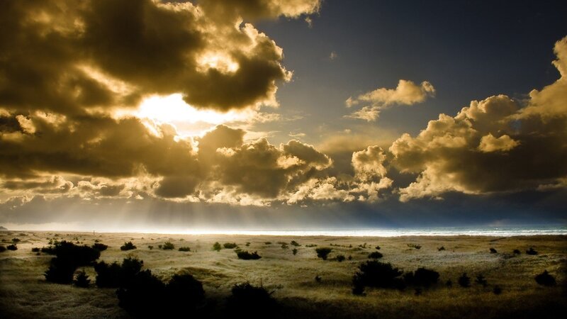Clouds over Beach Landscape — Gold, Dramatic