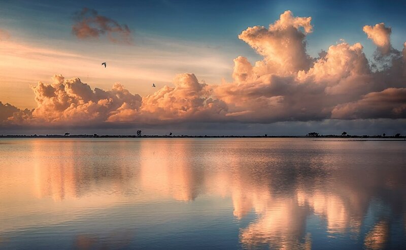 Clouds over Calm Water — Blue