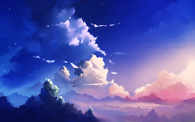 Clouds over Forest — Blue, Serene