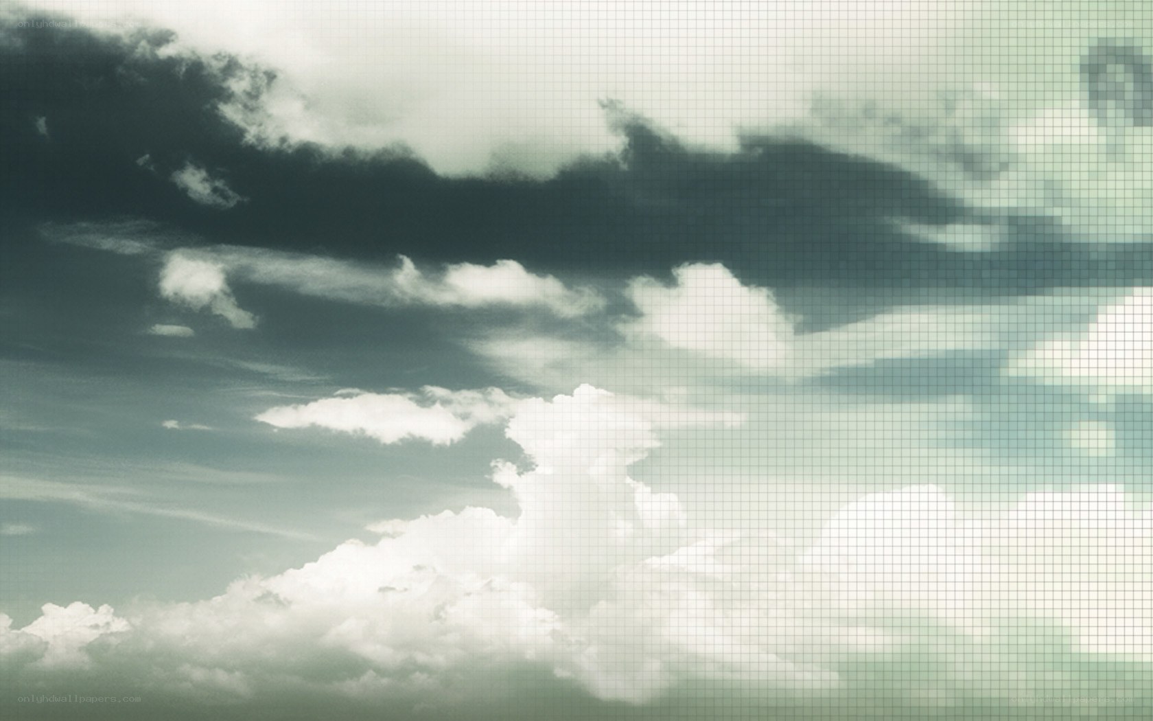 clouds over grid background