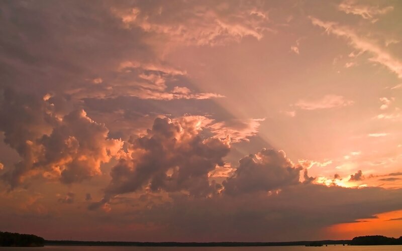 Clouds over Lake at Sunset — Orange