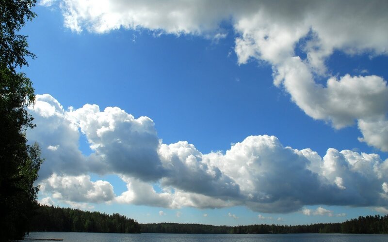 Clouds over Lake — Blue, Serene, Afternoon, Photograph