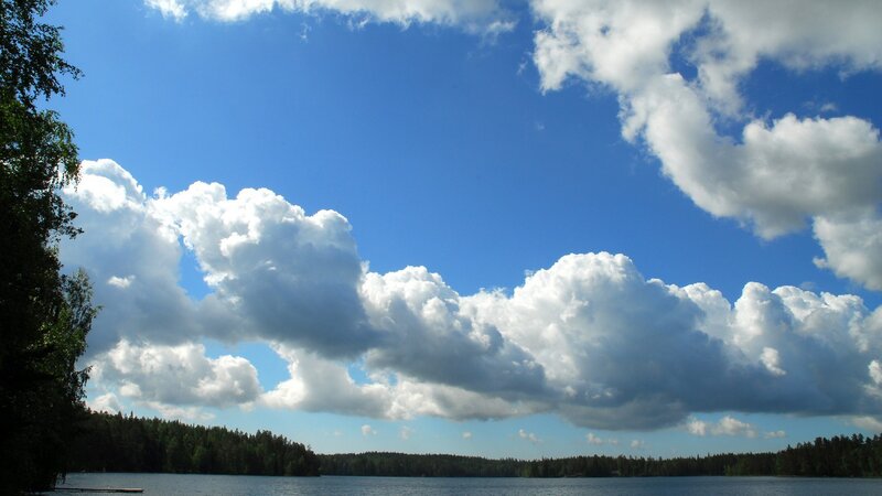 Clouds over Lake — Blue, Serene, Afternoon