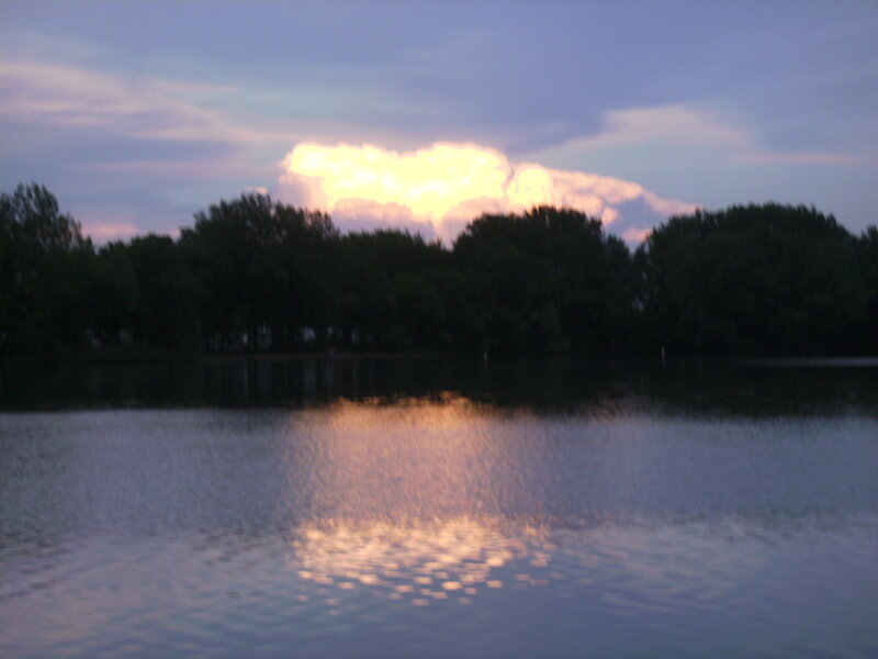 Clouds over Lake — Blue, Serene, Sunset, Photograph