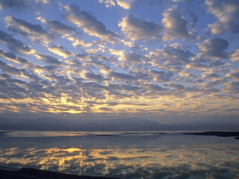Clouds over Lake — Blue, Serene, Sunset