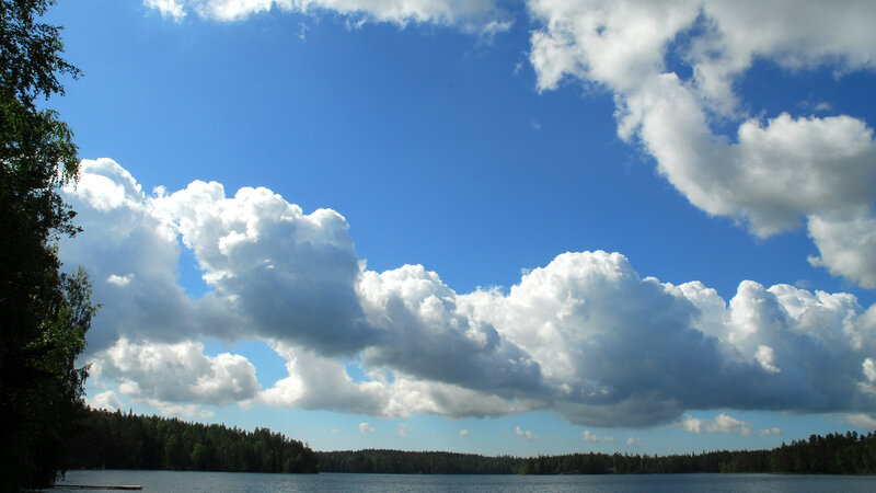 Clouds over Lake — Blue, Serene