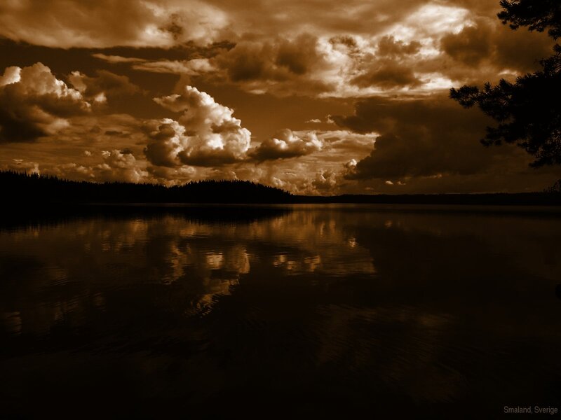 Clouds over Lake — Brown