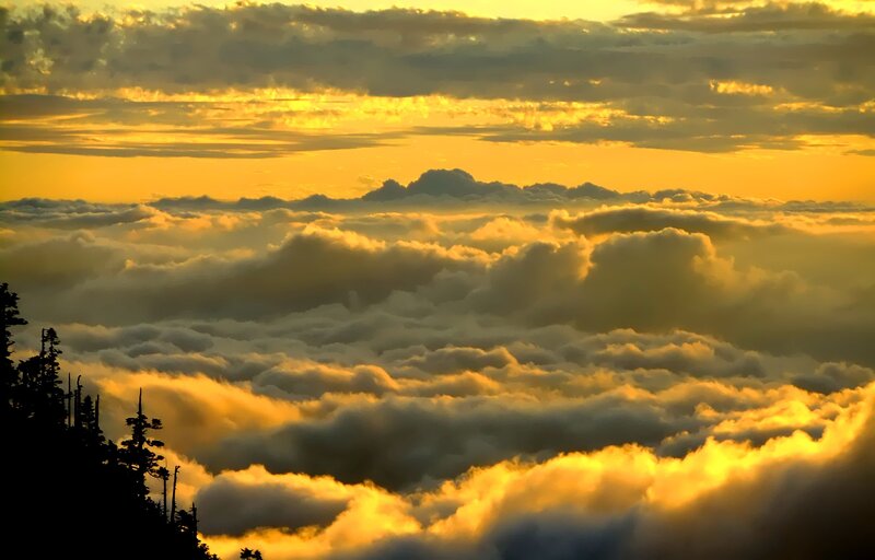 Clouds over Mountain Peak — Yellow