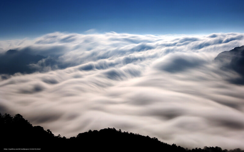 Clouds over Mountain Peaks — Blue