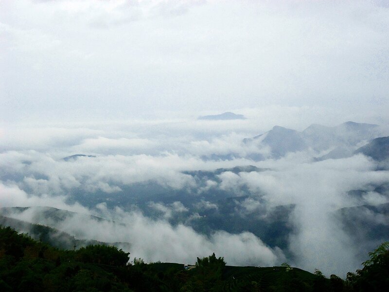 Clouds over mountain valleys