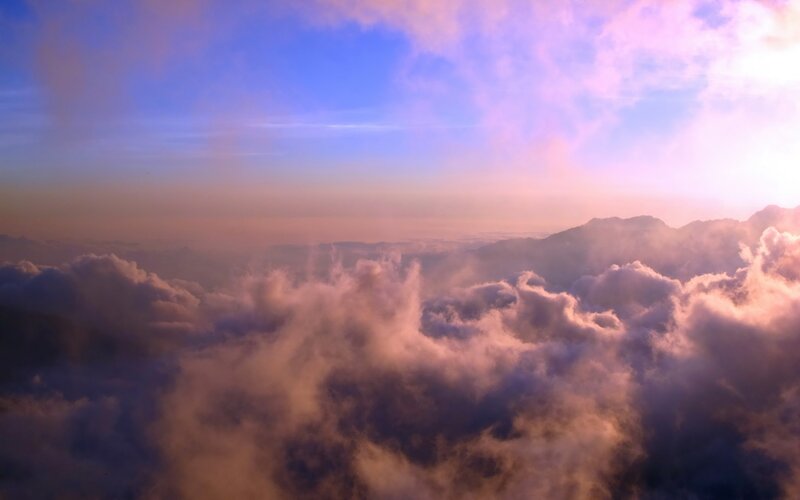 Clouds over Mountains — Purple, Serene