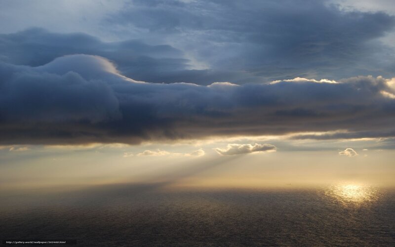 Clouds over Ocean at Sunset — Blue, Dramatic
