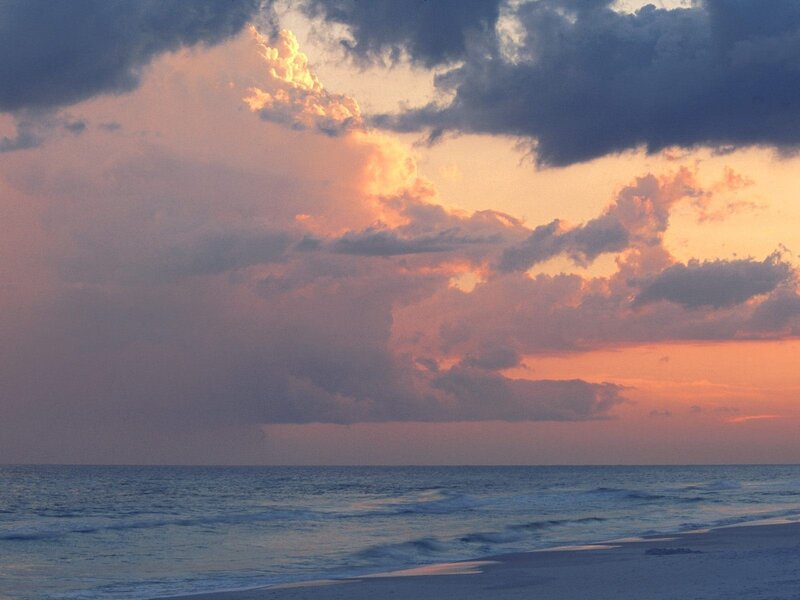 Clouds over Ocean at Sunset — Orange, Dramatic