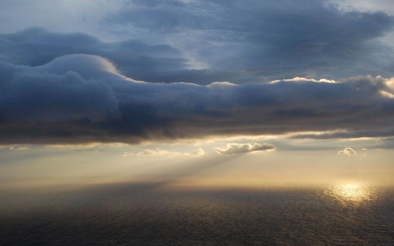 Clouds over Ocean — Blue, Dramatic, Sunset