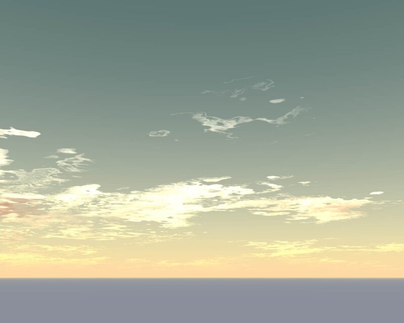 Clouds over Ocean — Blue, Serene, Sunset, 3d Render