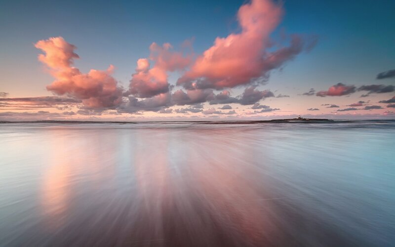 Clouds over Ocean — Blue, Serene, Sunset, Photograph