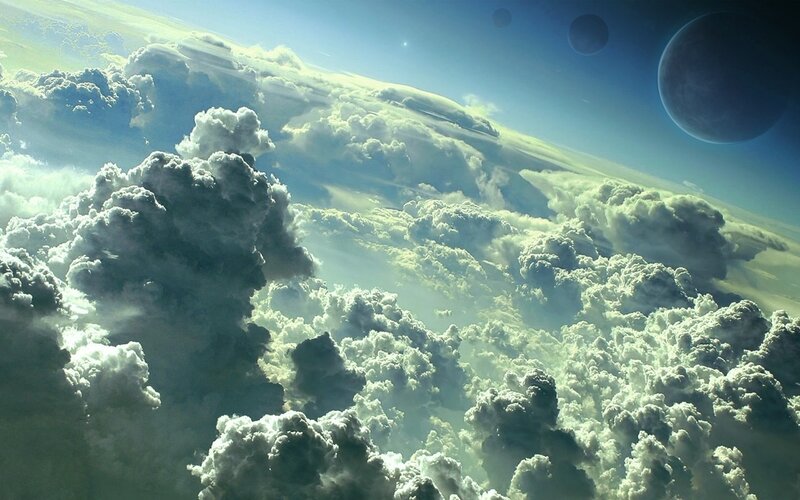 Clouds over Planet Surface — Blue, Dramatic