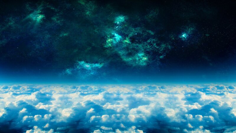 Clouds over Planet Surface — Blue