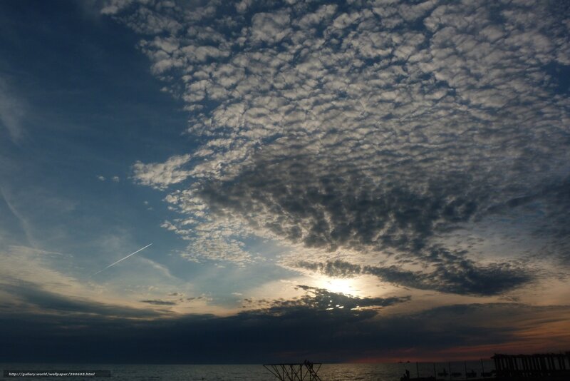 Clouds over the sea at sunset