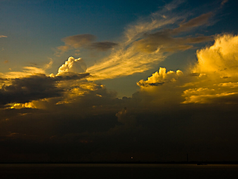 Clouds over Water at Dusk — Blue