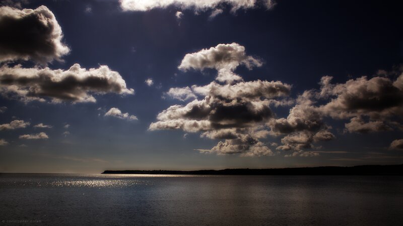 Clouds over Water — Blue, Dramatic, Sunset, Photograph