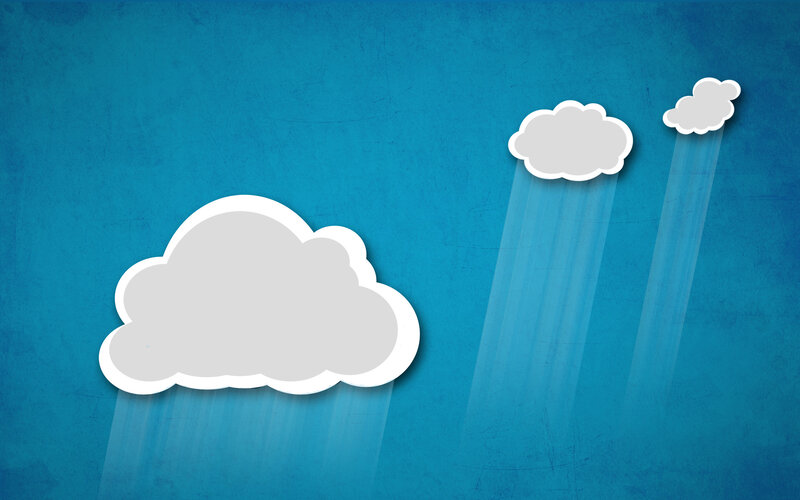 clouds raining on blue background