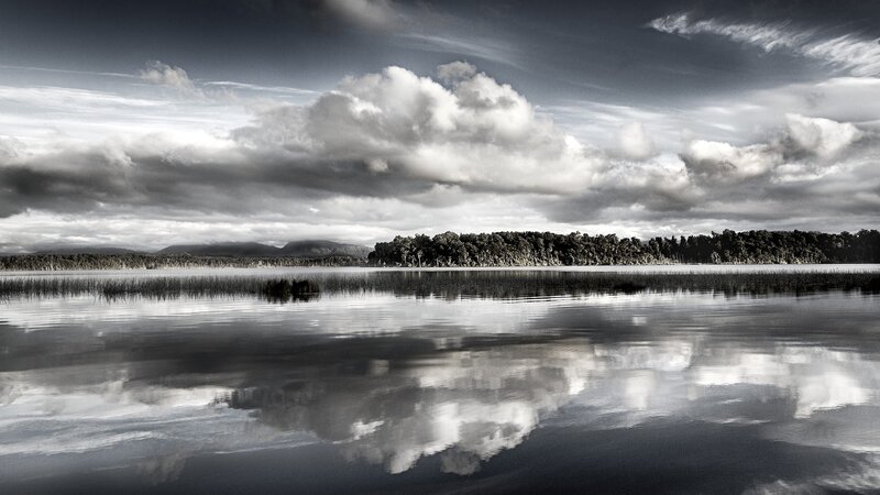Clouds Reflected in Lake — Black