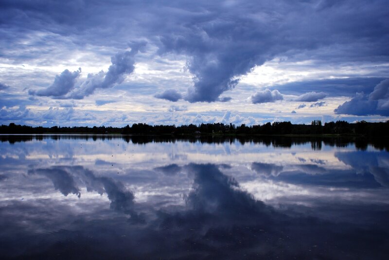 Clouds Reflected in Lake — Blue, Dramatic, Afternoon