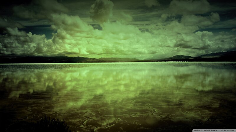 Clouds Reflected in Lake — Green