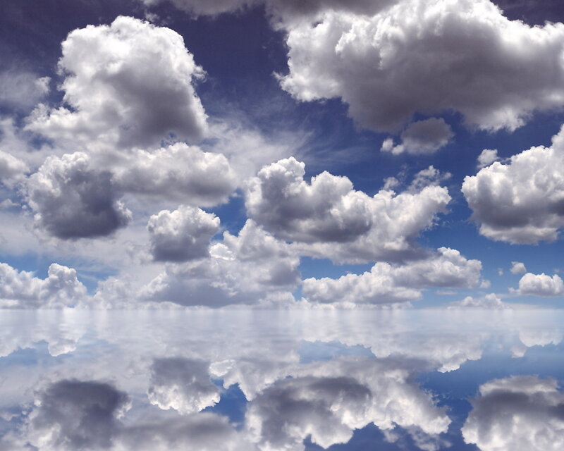 Clouds Reflected in Water — Blue, Serene, Afternoon