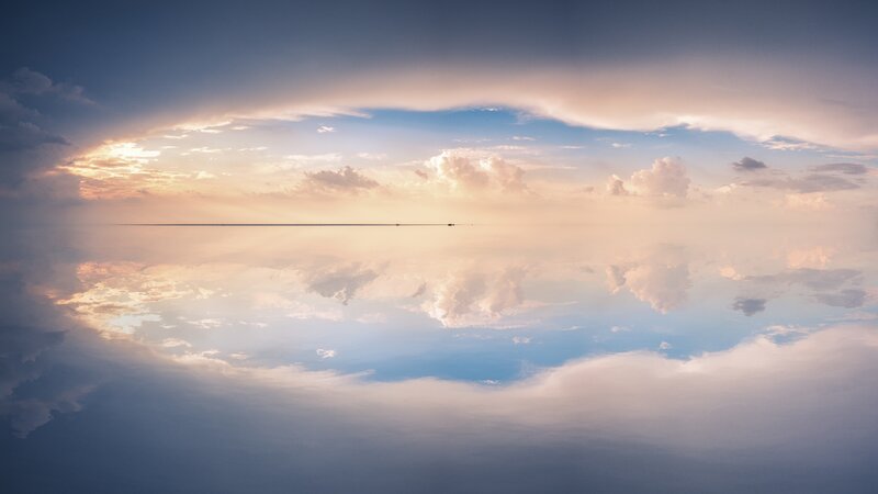 Clouds Reflected in Water — Blue, Serene, Sunset