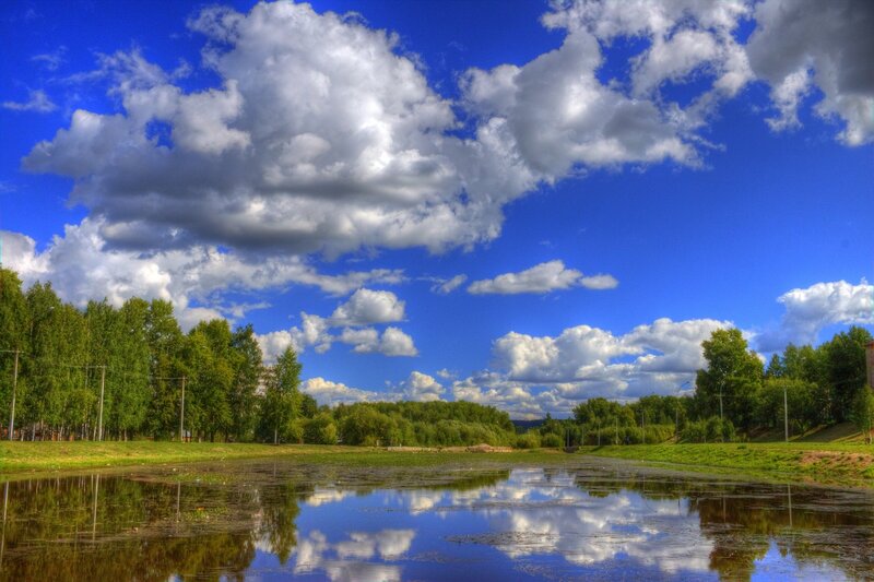 Clouds Reflected in Water — Blue