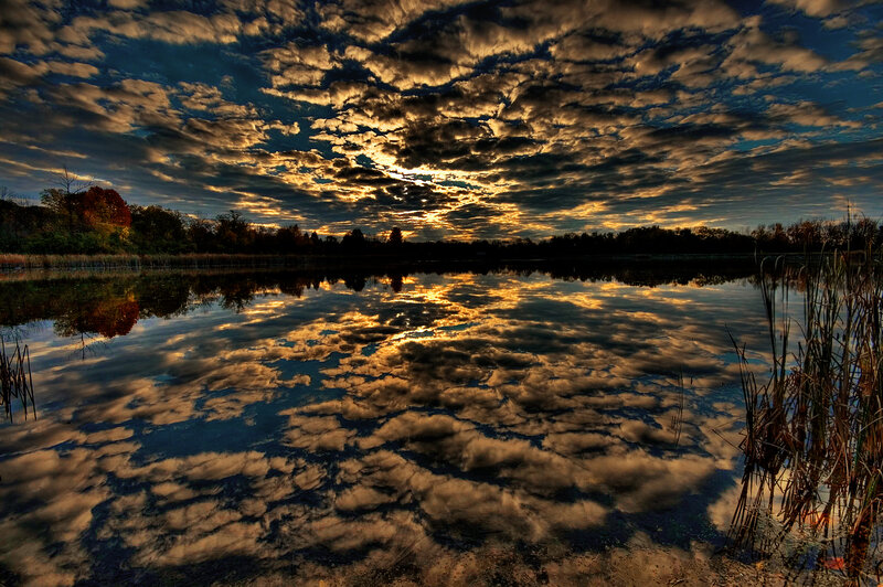 Clouds Reflecting in Lake — Blue