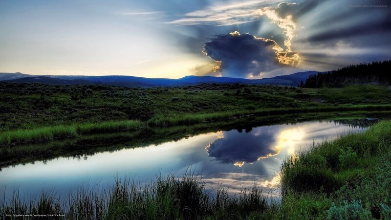 Clouds Reflecting in Pond — Blue, Dramatic