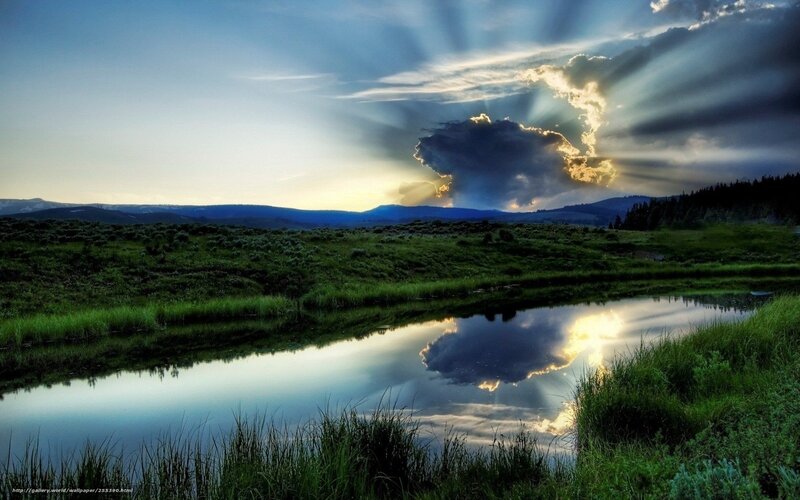 Clouds Reflecting in Pond — Blue