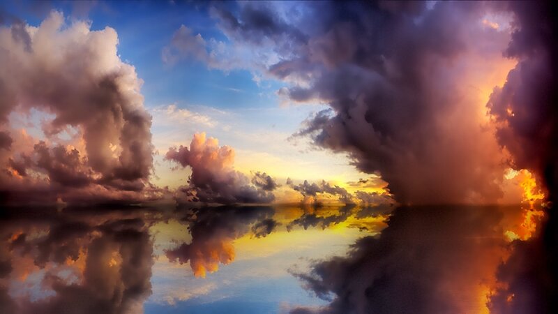 Clouds Reflecting in Water — Blue, Dramatic