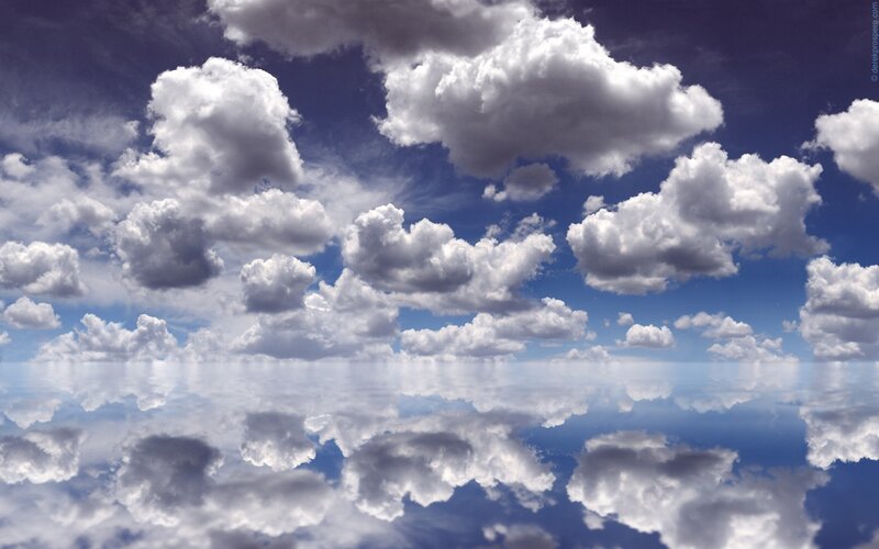 Clouds Reflecting in Water — Blue, Serene, Afternoon, Photograph