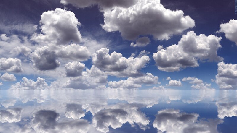 Clouds Reflecting in Water — Blue, Serene, Afternoon