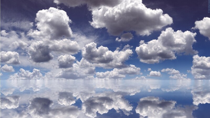 Clouds Reflecting in Water — Blue, Serene